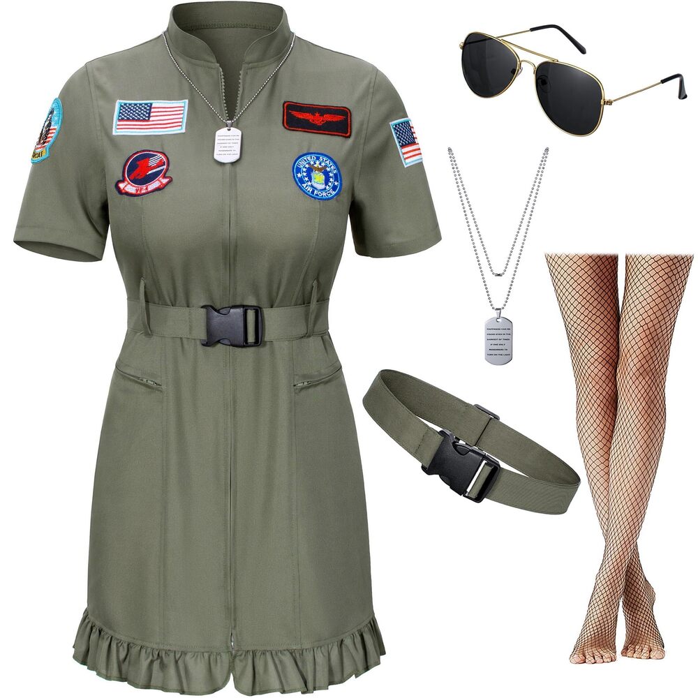 2877 Fighter Pilot Costume Air Force Flight Dress Halloween Cosplay Costume